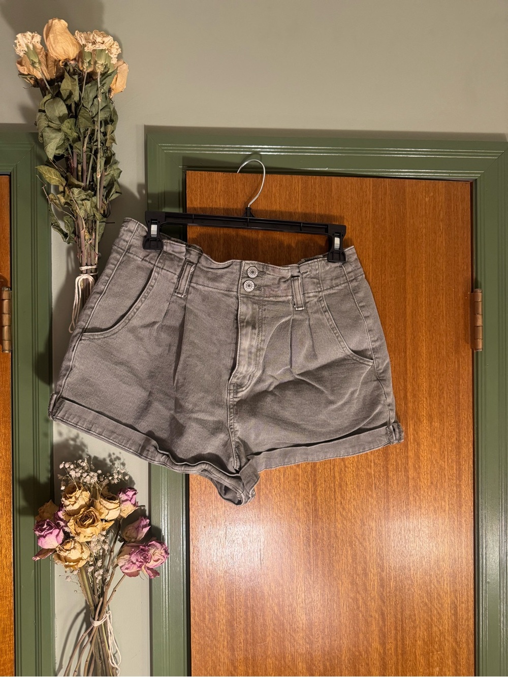 AE Dusty Green Denim Shorts Size 10
